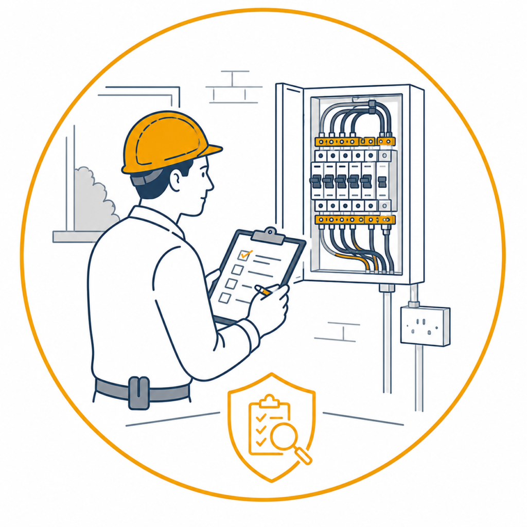 Electrician carrying out a site assessment before a Restaurant EICR inspection in Manchester.