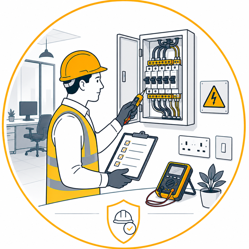 Electrical safety inspection in a retail shop to protect staff, customers, and business equipment.