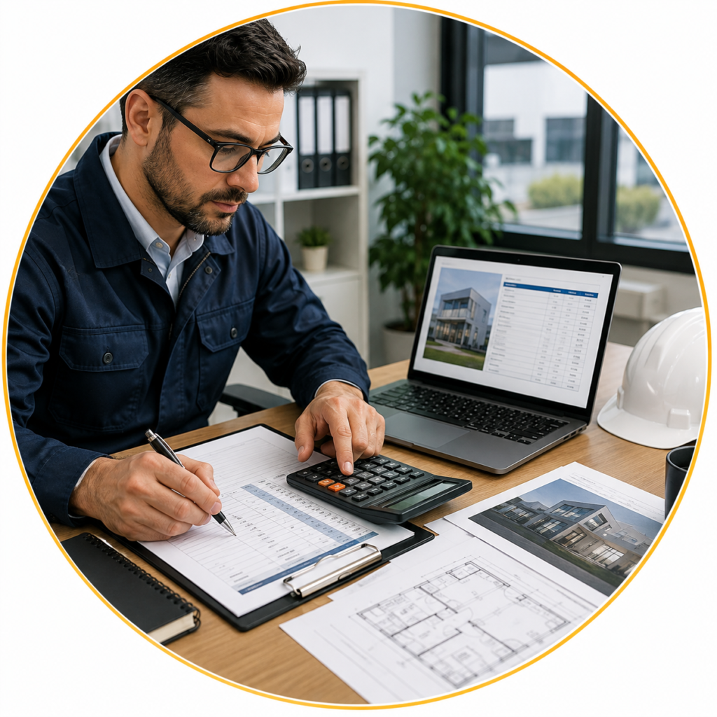 Electrician preparing an EICR remedial work cost estimate