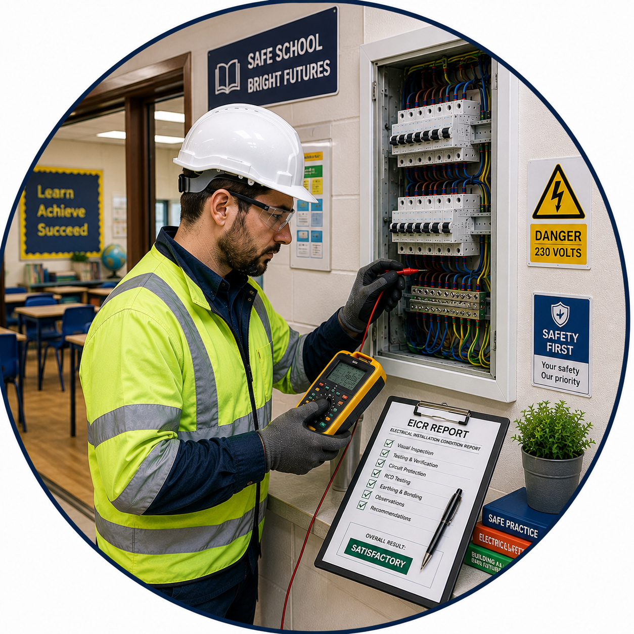 Professional electrician completing a Restaurant EICR inspection for a commercial kitchen and dining premises.