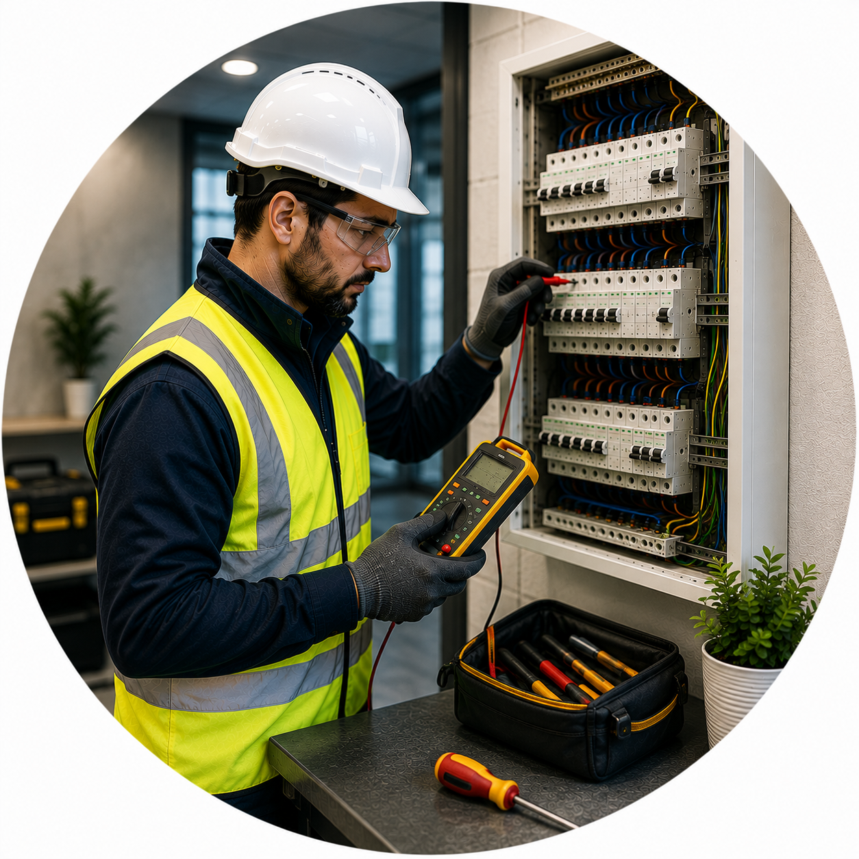 Qualified electrician explaining recommended EICR inspection intervals in our Commercial EICR Guides Manchester.