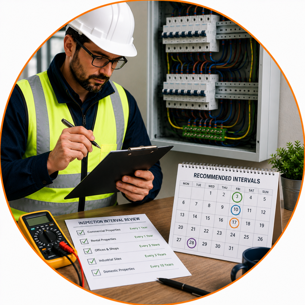 BS 7671 guidance for recommended electrical inspection intervals