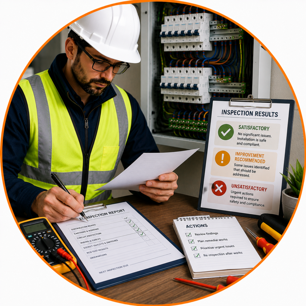 Previous EICR report findings affecting future inspection intervals.